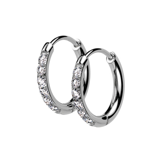 DAINTY CRYSTAL LINED HUGGIE HOOP EARRINGS - 8MM & 10MM