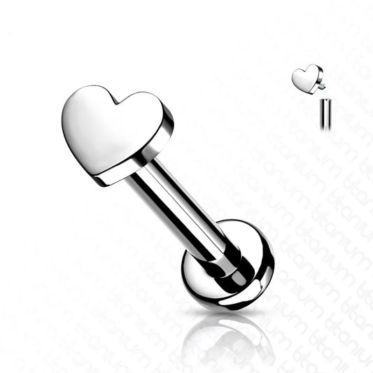 TITANIUM DAINTY LOVE HEART FLAT BACK LABRET