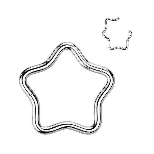 TITANIUM STAR CLICKER HOOP - 8MM - 16 GAUGE