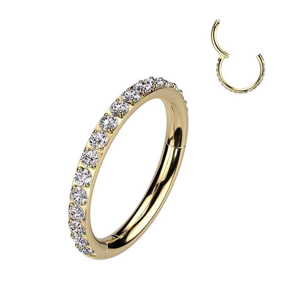 TITANIUM CRYSTAL LINED HINGE CLOSE FASTENING HOOP - 8MM