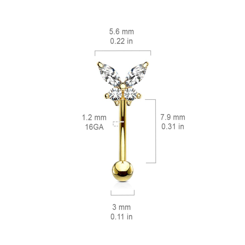 BABY BUTTERFLY CURVED BARBELL - 8MM