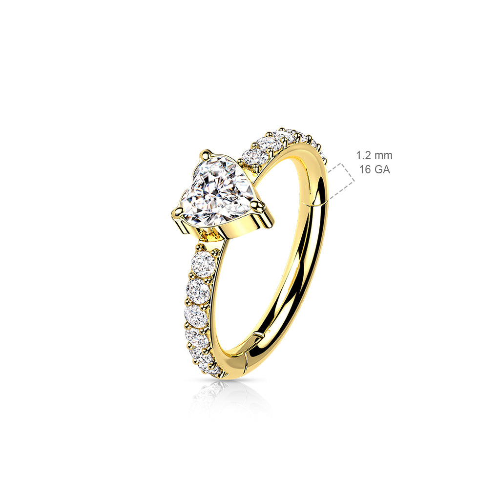 TITANIUM CRYSTAL HEART CENTRE CONCH HOOP - 10MM