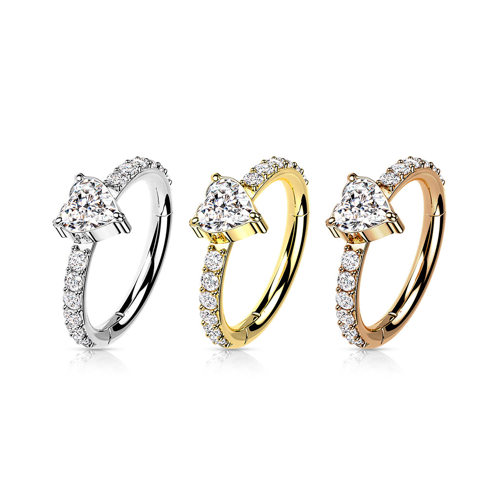 TITANIUM CRYSTAL HEART CENTRE CONCH HOOP - 10MM