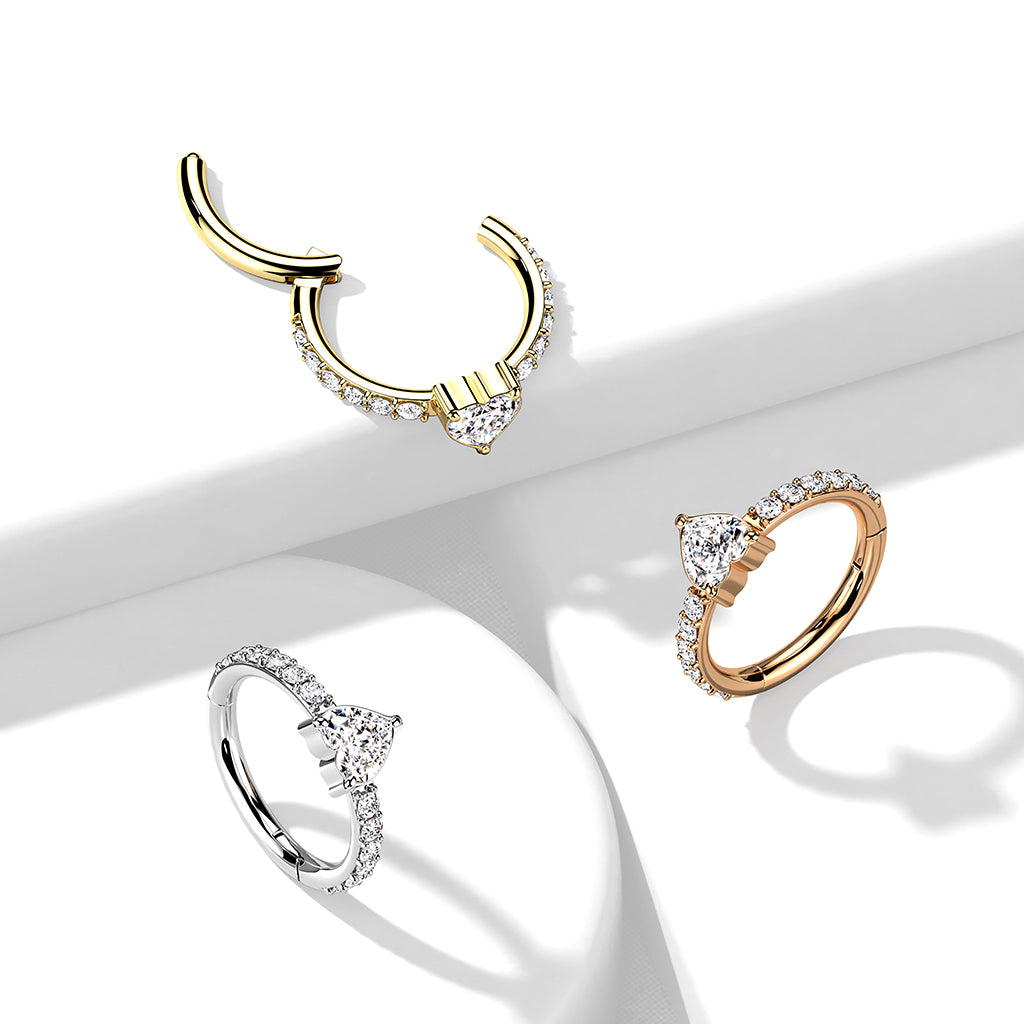 TITANIUM CRYSTAL HEART CENTRE CONCH HOOP - 10MM