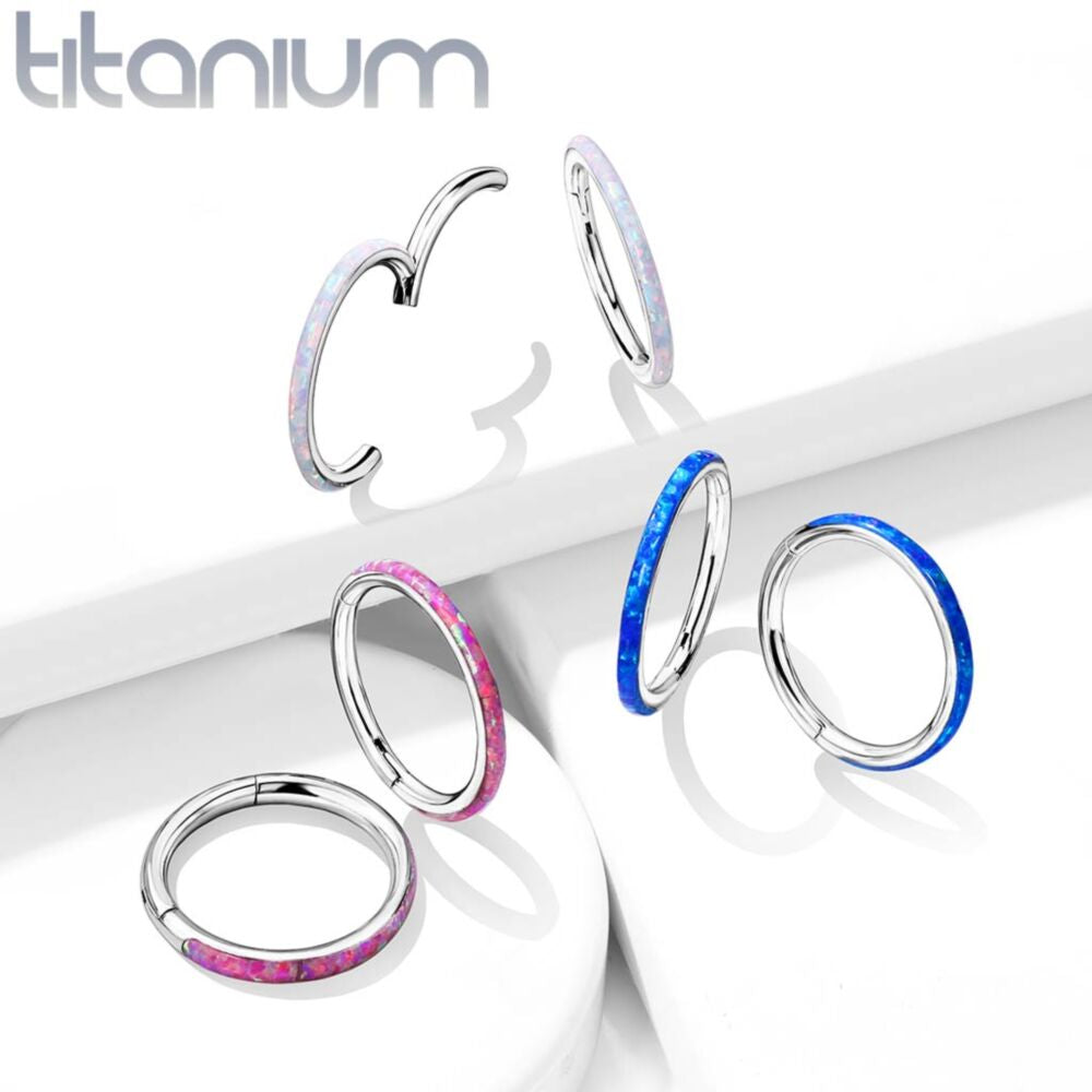 TITANIUM OPAL HINGE CLOSE FASTENING HOOP