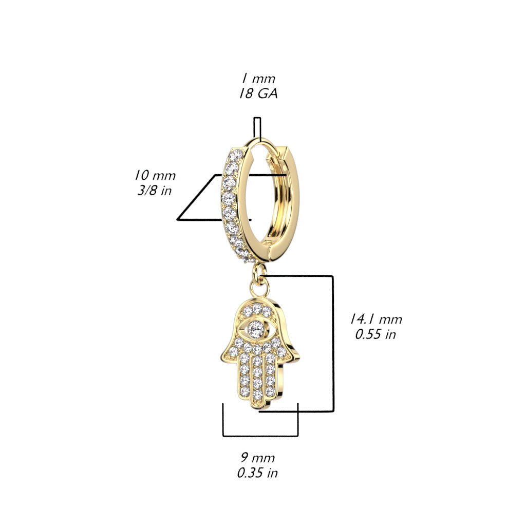 CRYSTAL HAMSA DANGLE CHARM HOOP EARRINGS