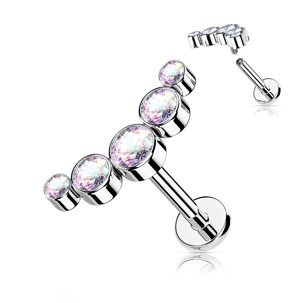 MULTI CRYSTAL LINED LABRET STUD