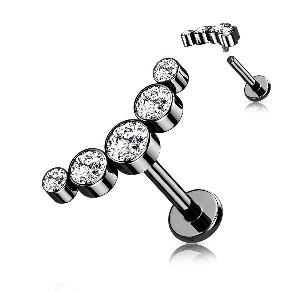 MULTI CRYSTAL LINED LABRET STUD