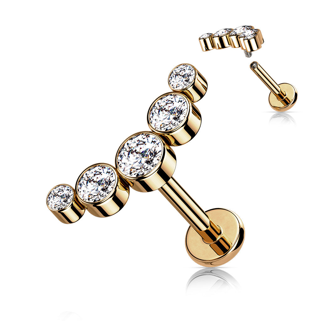 MULTI CRYSTAL LINED LABRET STUD