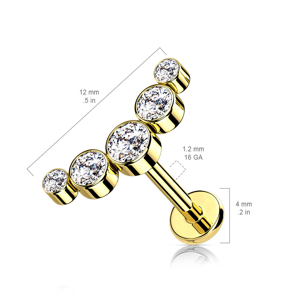 MULTI CRYSTAL LINED LABRET STUD