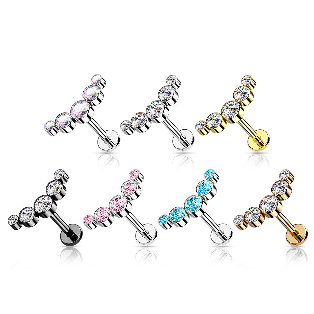 MULTI CRYSTAL LINED LABRET STUD