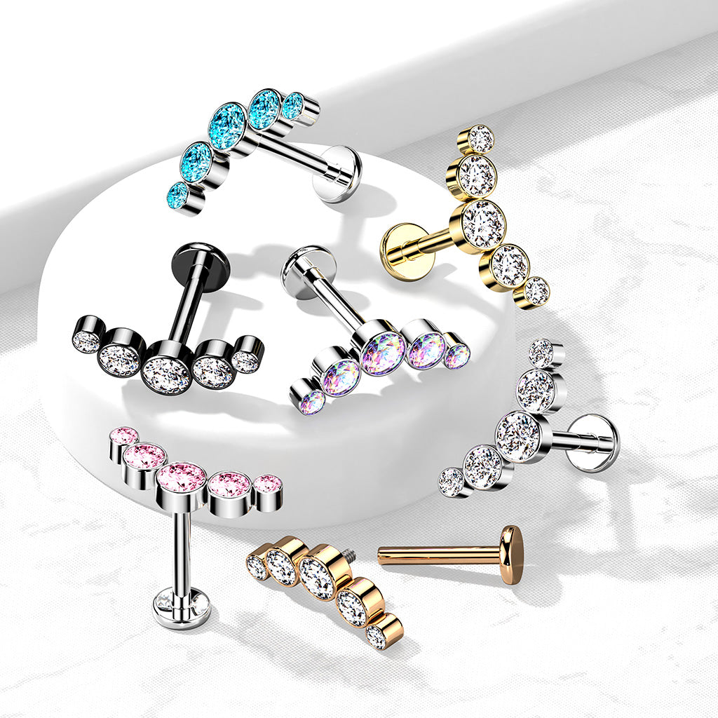 MULTI CRYSTAL LINED LABRET STUD