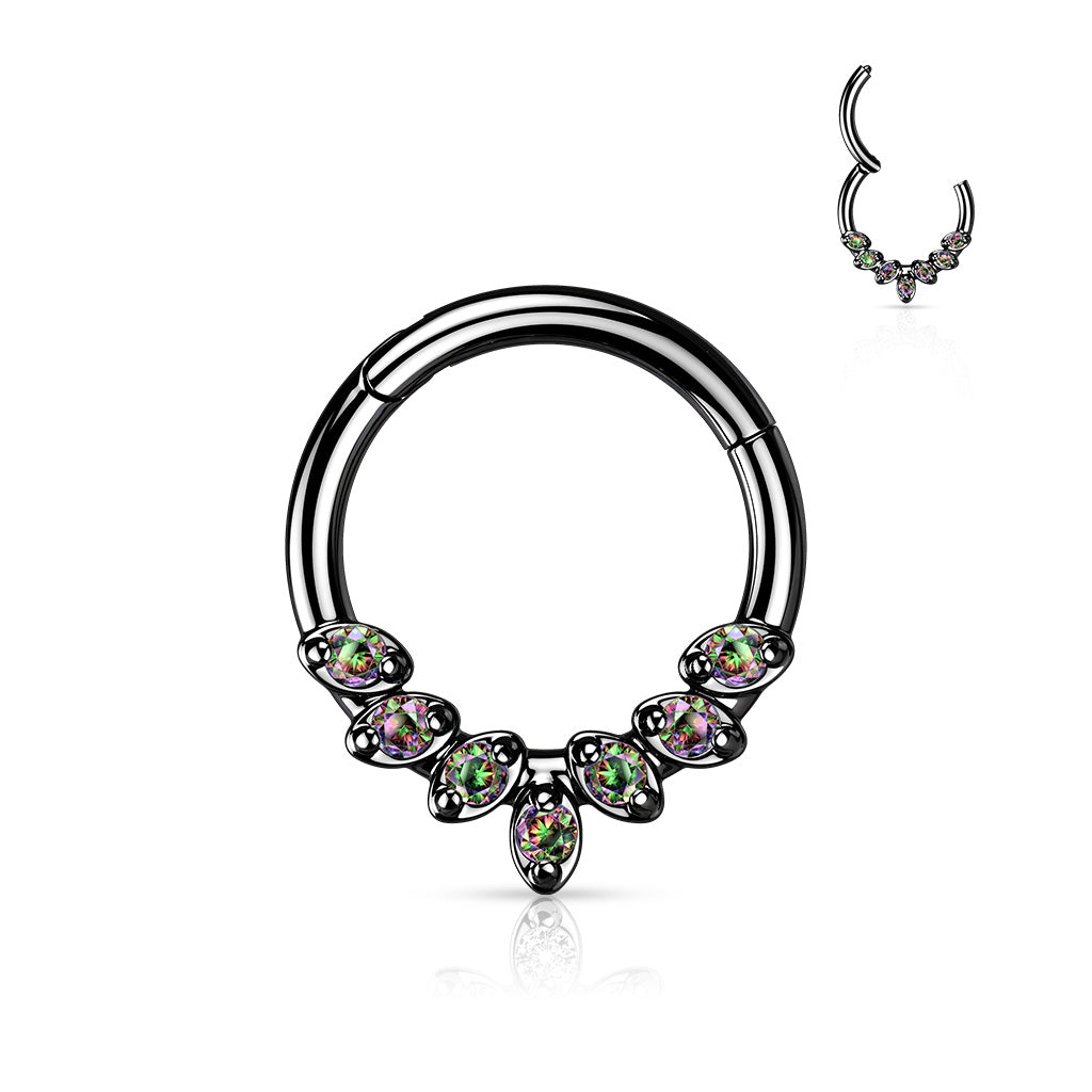 DAINTY MARQUISE TEARDROP CRYSTAL HINGE CLOSE HOOP - 8MM - 16 GAUGE