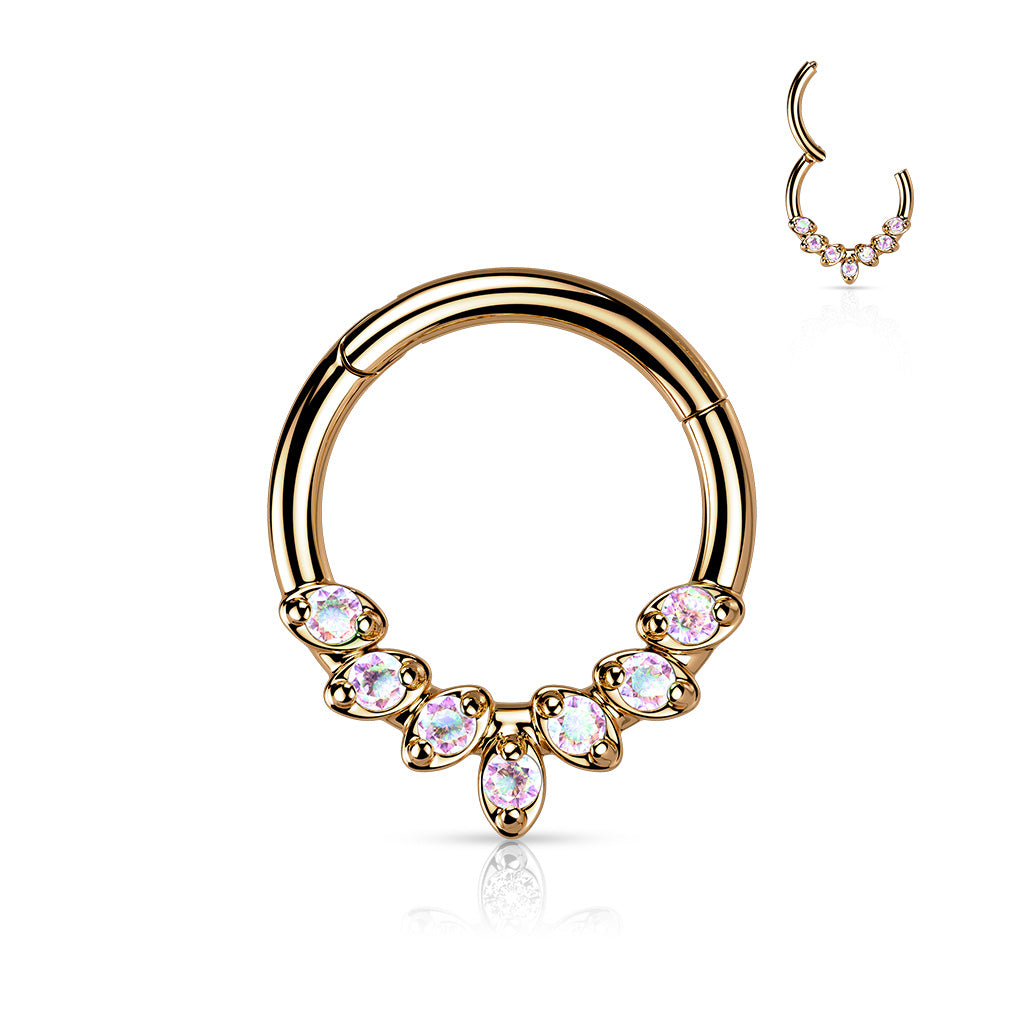 DAINTY MARQUISE TEARDROP CRYSTAL HINGE CLOSE HOOP - 8MM - 16 GAUGE