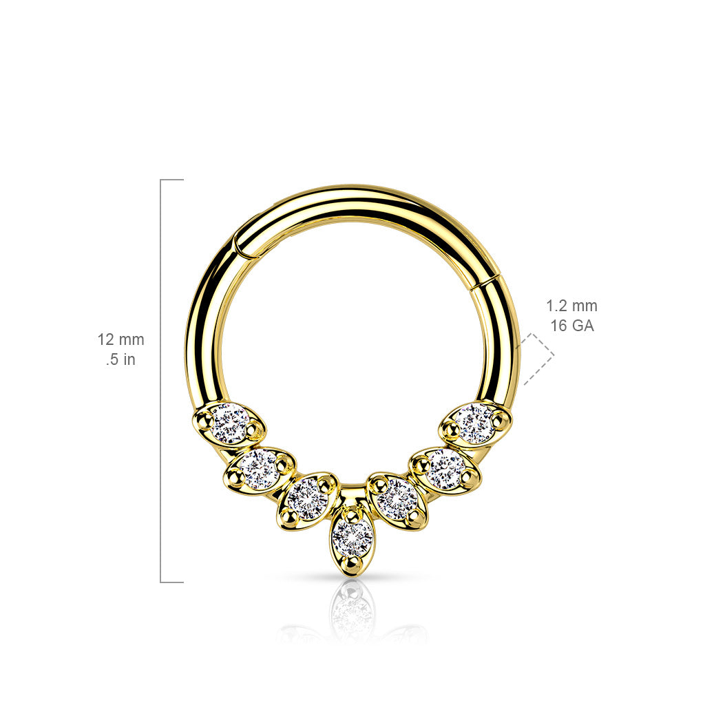 DAINTY MARQUISE TEARDROP CRYSTAL HINGE CLOSE HOOP - 8MM - 16 GAUGE