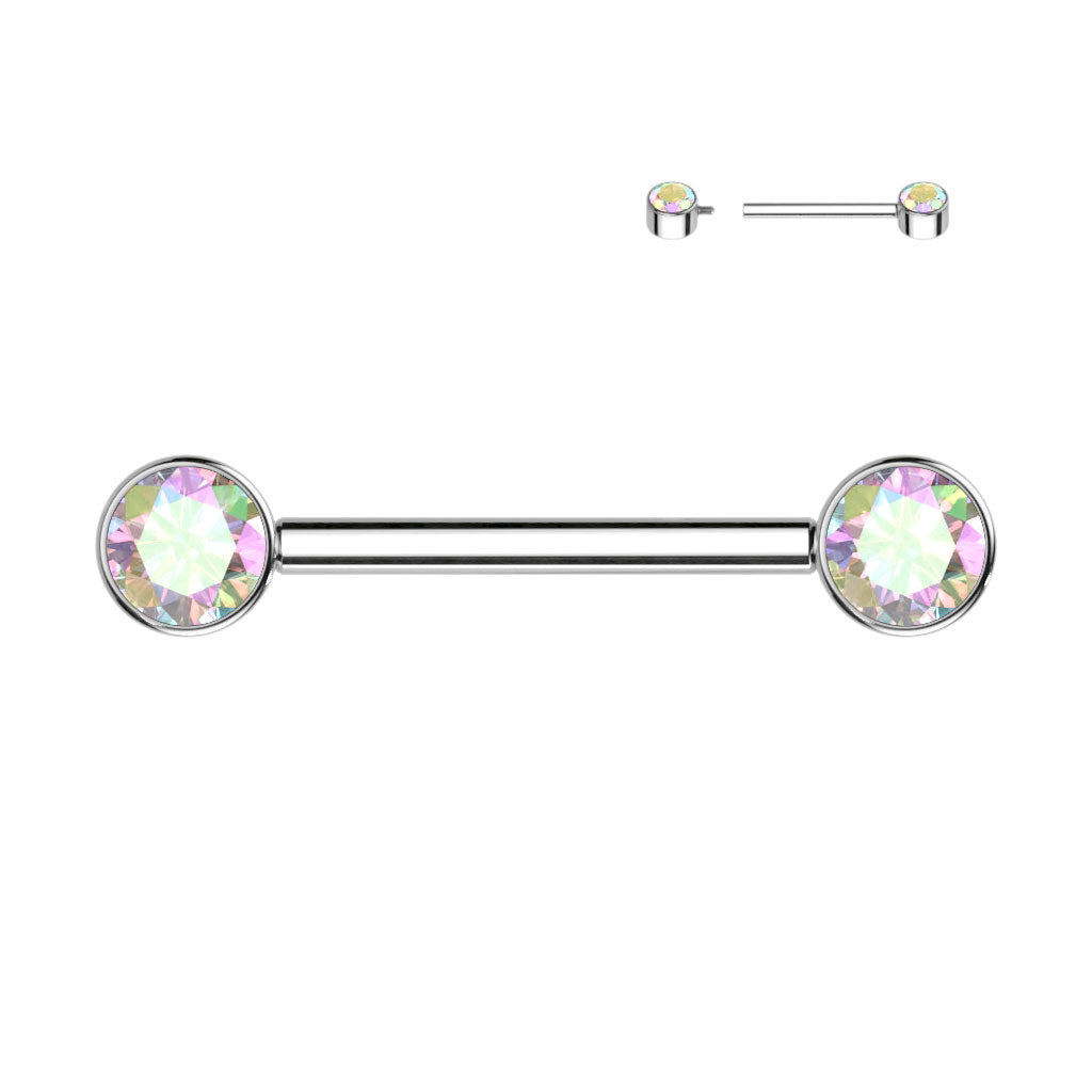 TITANIUM CRYSTAL NIPPLE BARBELL  -16MM