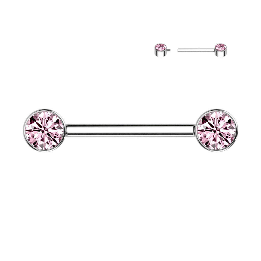 TITANIUM CRYSTAL NIPPLE BARBELL  -16MM