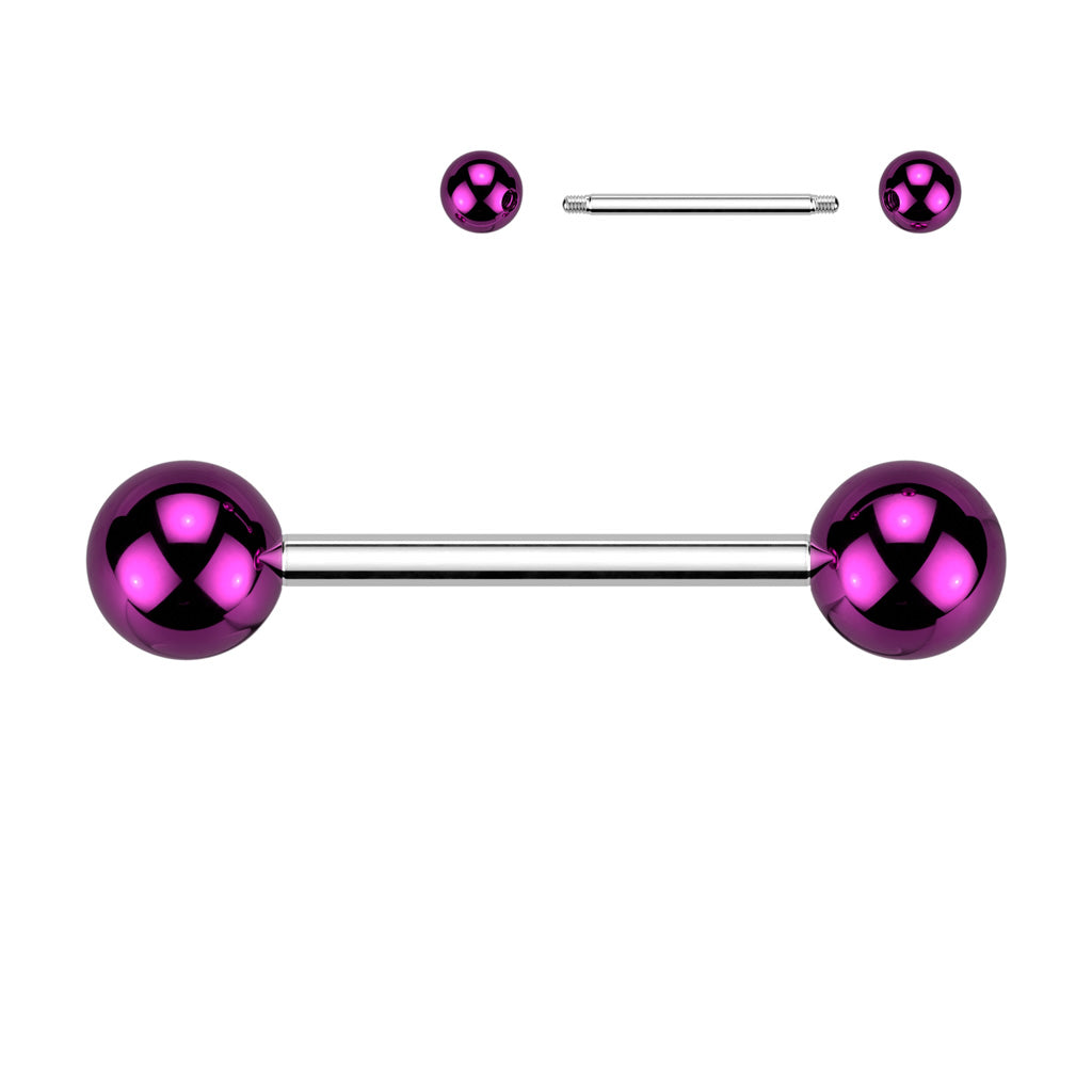 PURPLE DOUBLE METALLIC BARBELL- 16MM