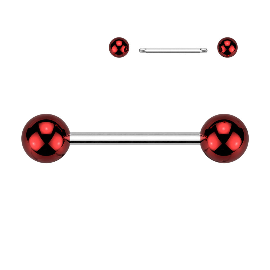 RED DOUBLE METALLIC BARBELL- 16MM