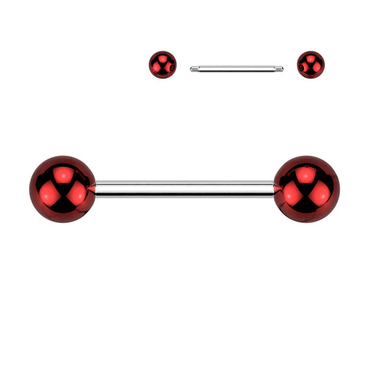 RED DOUBLE METALLIC  BARBELL- 16MM