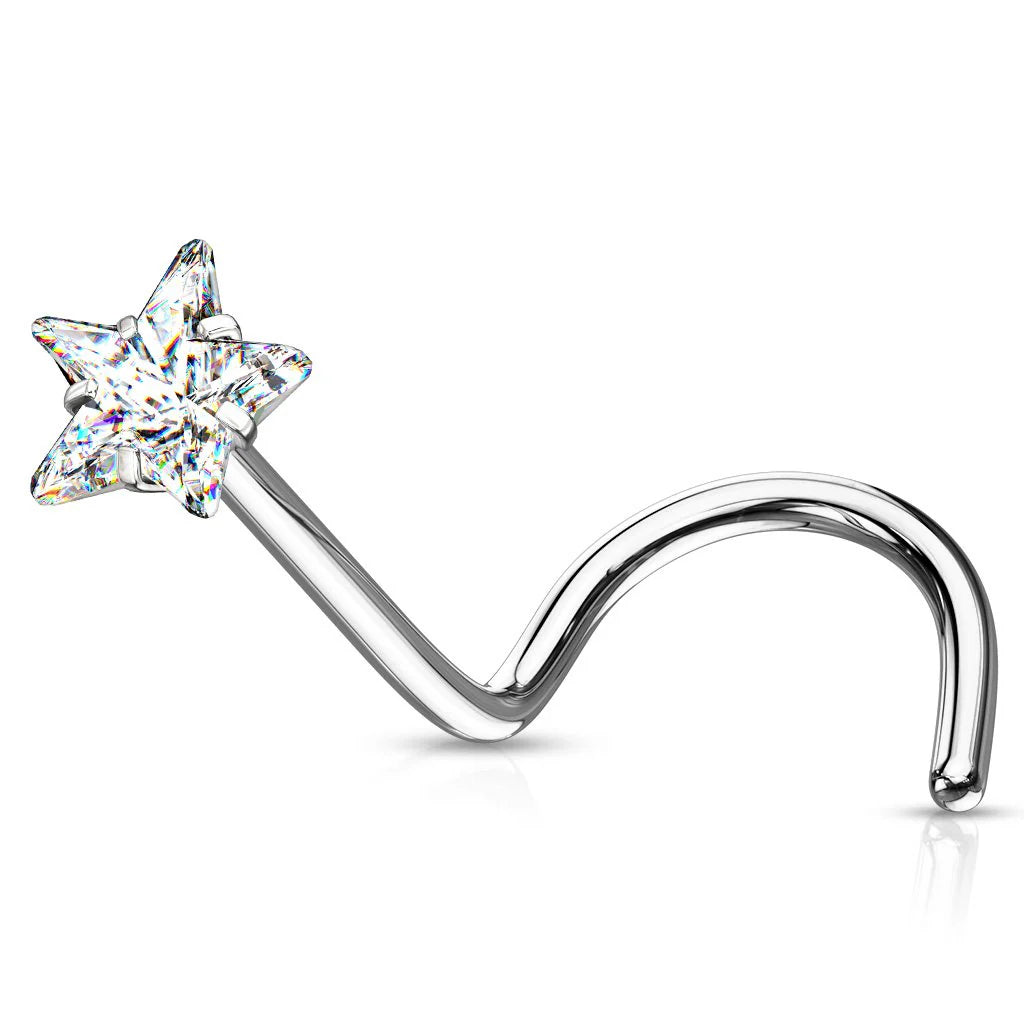 CRYSTAL STAR SCREW NOSE STUD