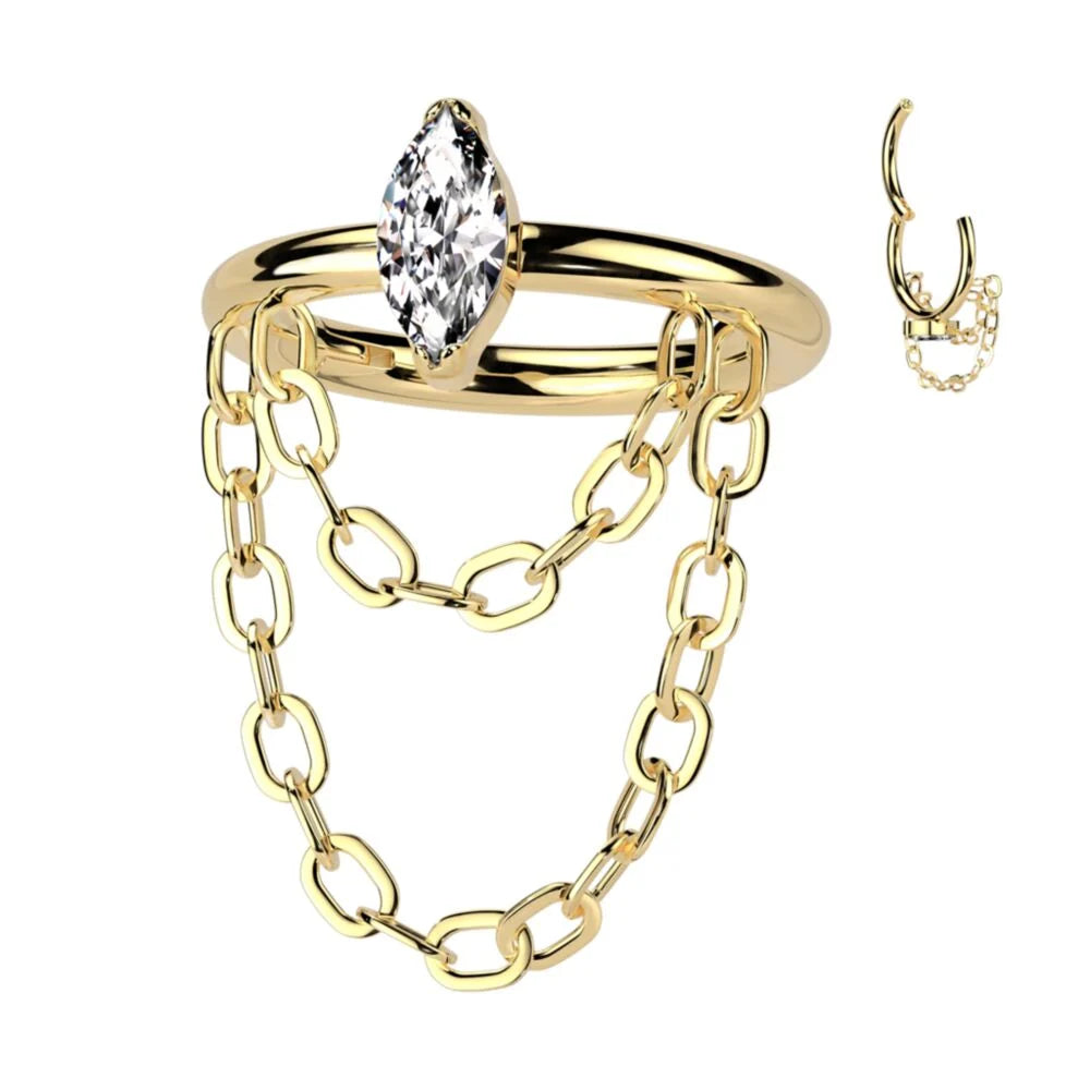 TITANIUM CHAIN & CRYSTAL TEARDROP HOOP - 8MM & 10MM