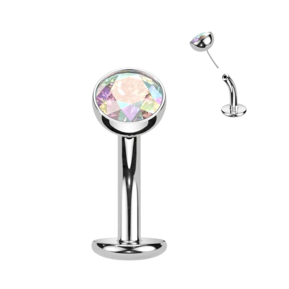 TITANIUM CRYSTAL FLOATING BELLY BUTTON BAR
