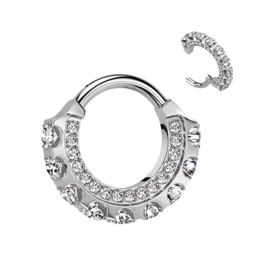 TITANIUM MULTI SIDED CRYSTAL HINGE HOOP - 8MM - 16 GAUGE