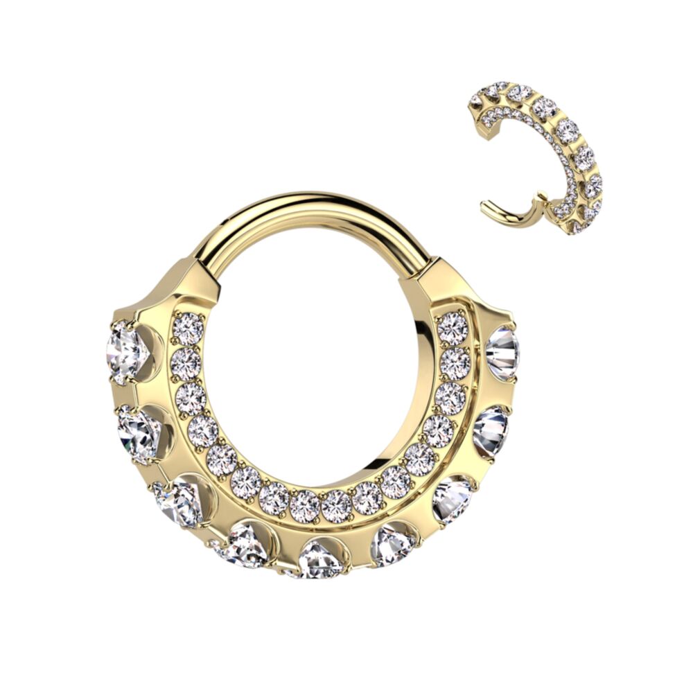 TITANIUM MULTI SIDED CRYSTAL HINGE HOOP - 8MM - 16 GAUGE