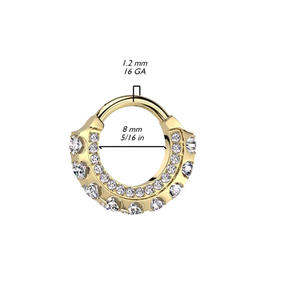 TITANIUM MULTI SIDED CRYSTAL HINGE HOOP - 8MM - 16 GAUGE