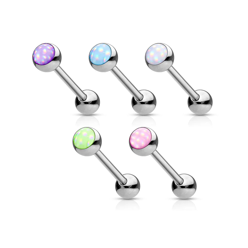 ILLUMINATING OPAL CENTRE TONGUE BAR - 16MM