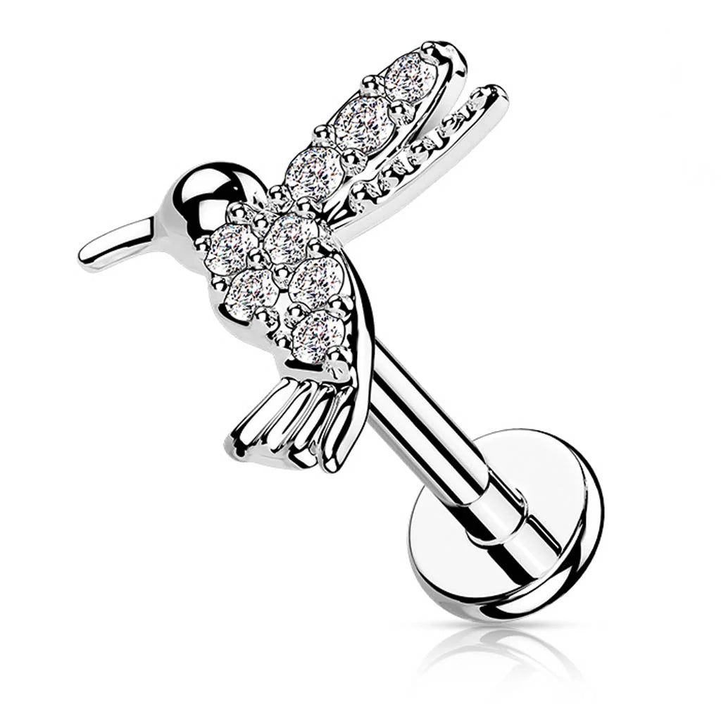 CRYSTAL LITTLE HUMMINGBIRD FLAT BACK LABRET STUD