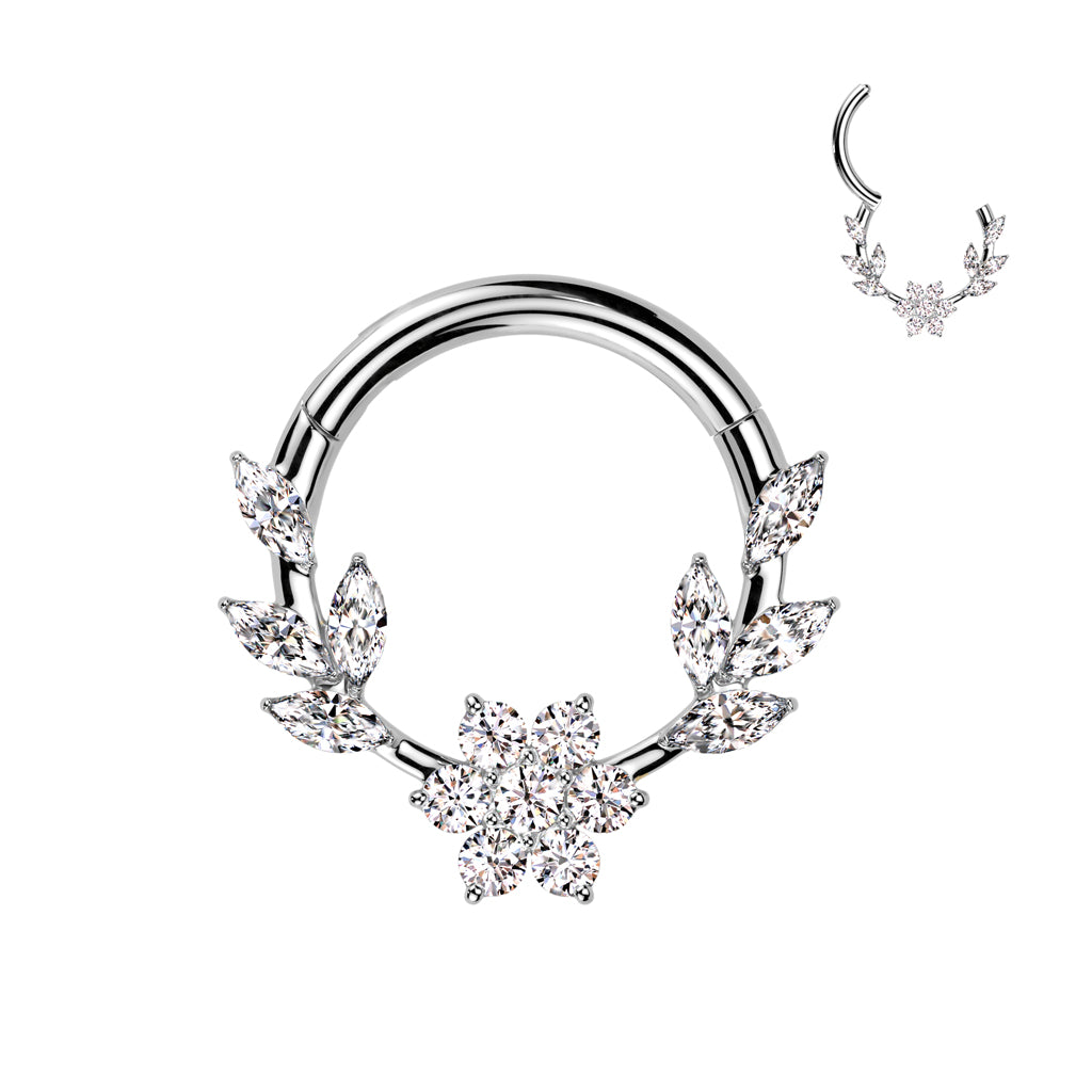 MARQUISE CRYSTAL VINE & FLOWER HOOP - 8MM