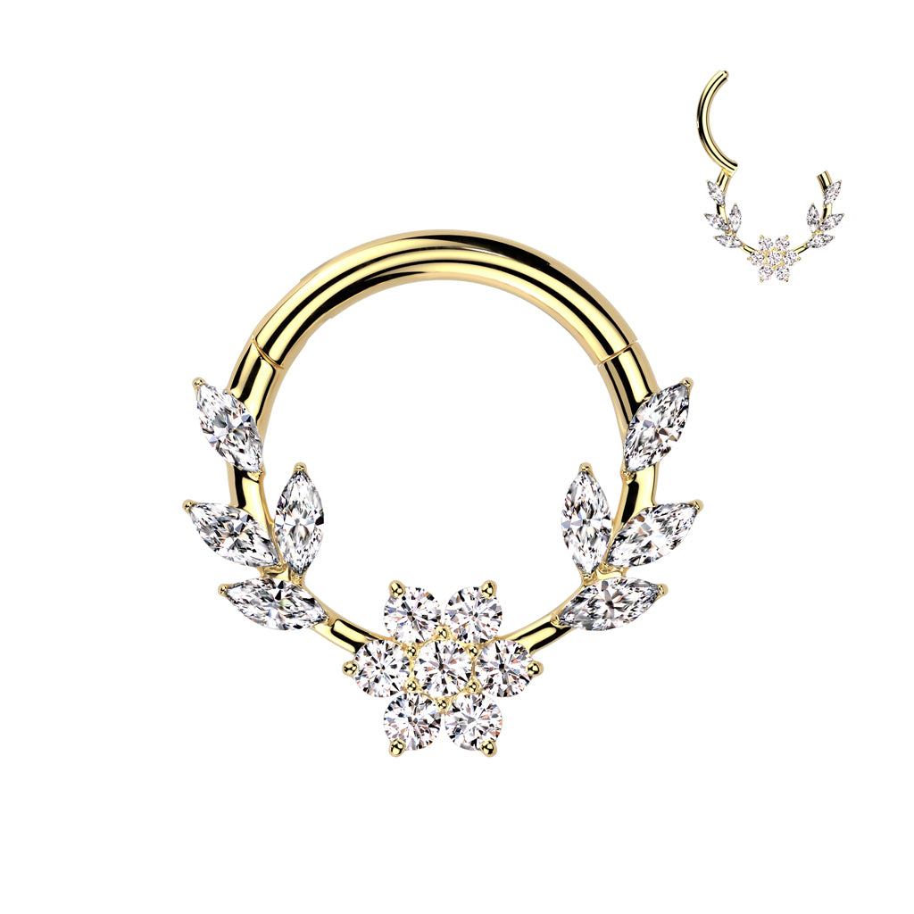 MARQUISE CRYSTAL VINE & FLOWER HOOP - 8MM