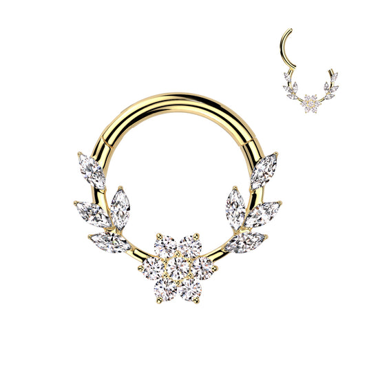 MARQUISE CRYSTAL VINE & FLOWER HOOP - 8MM