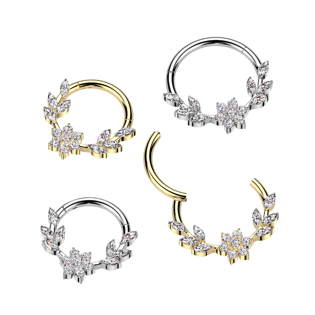 MARQUISE CRYSTAL VINE & FLOWER HOOP - 8MM