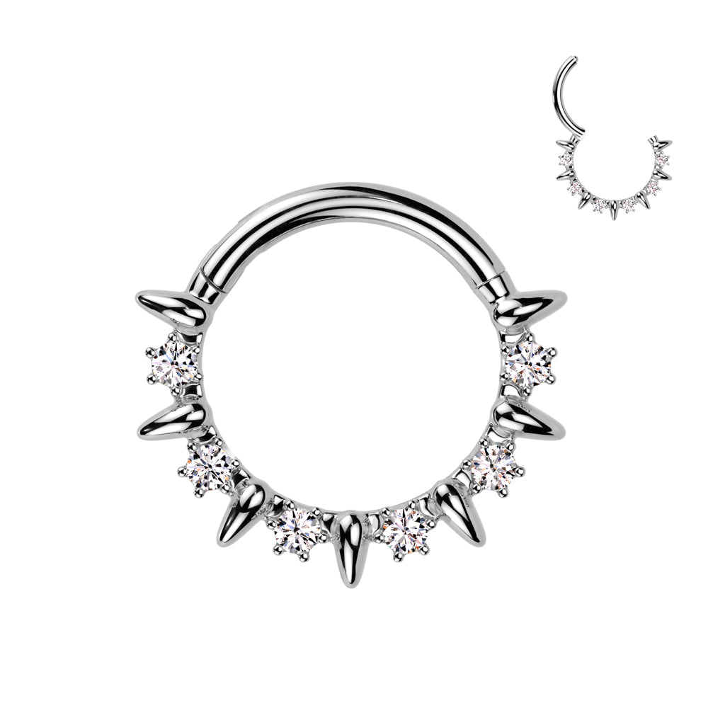 SPIKE & CRYSTAL HOOP - 8MM - 16 GAUGE