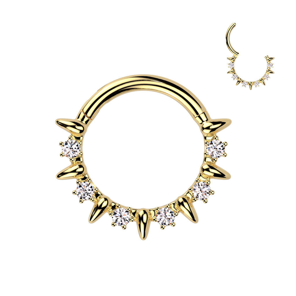 SPIKE & CRYSTAL HOOP - 8MM - 16 GAUGE