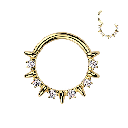 SPIKE & CRYSTAL HOOP - 8MM - 16 GAUGE