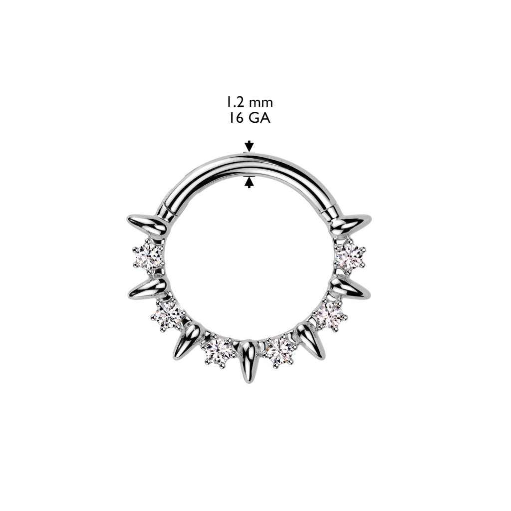 SPIKE & CRYSTAL HOOP - 8MM - 16 GAUGE