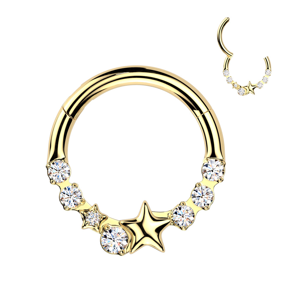 STAR & CRYSTAL HOOP - 8MM - 16 GAUGE