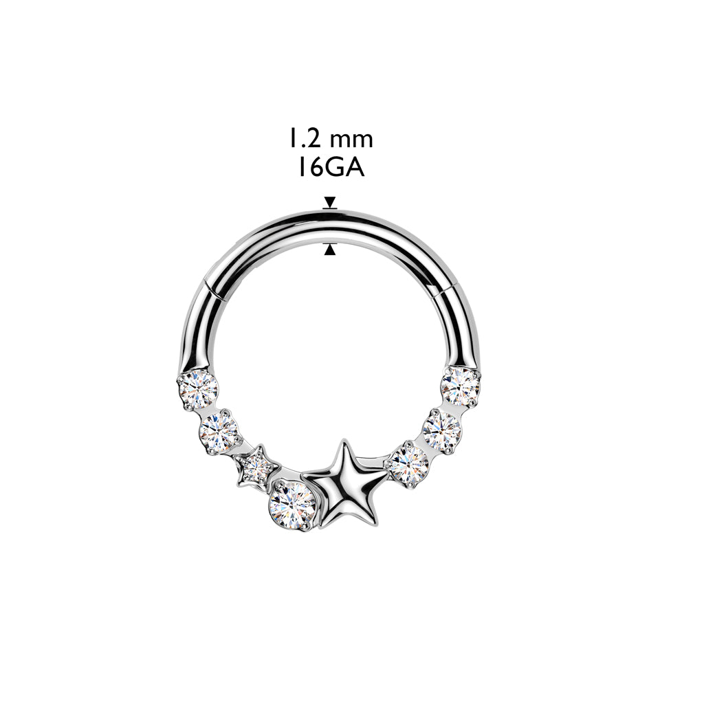 STAR & CRYSTAL HOOP - 8MM - 16 GAUGE