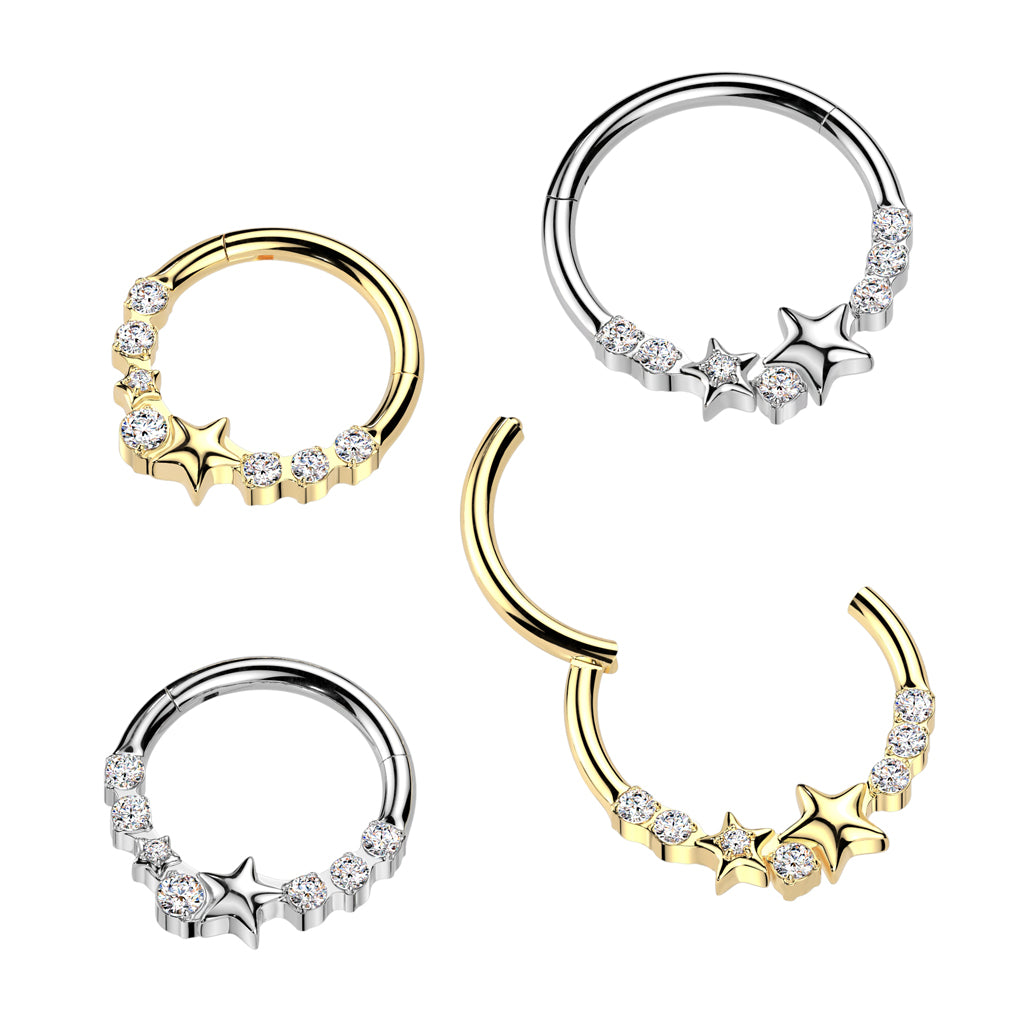 STAR & CRYSTAL HOOP - 8MM - 16 GAUGE