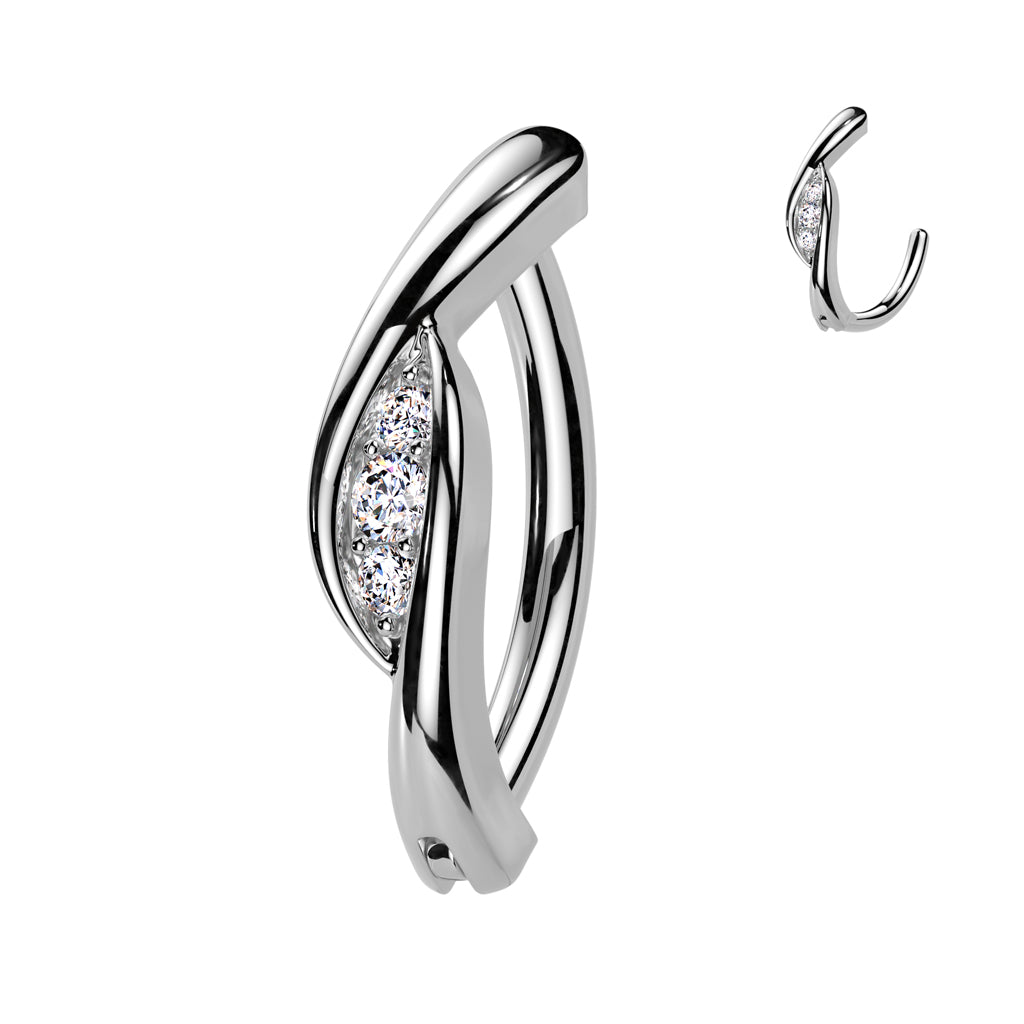 CRYSTAL TWIST BELLY RING CLICKER HOOP- 11MM