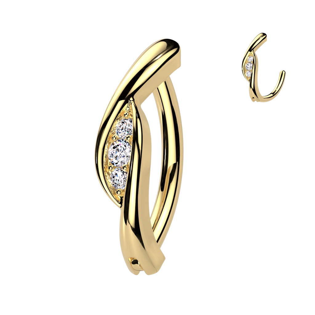 CRYSTAL TWIST BELLY RING CLICKER HOOP- 11MM
