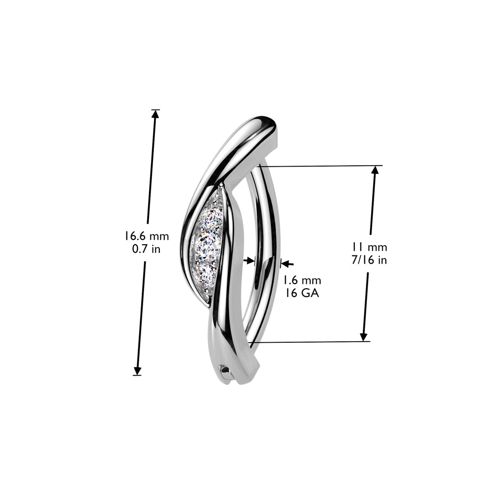 CRYSTAL TWIST BELLY RING CLICKER HOOP- 11MM
