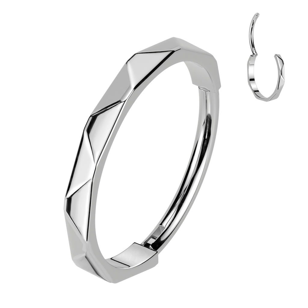 TITANIUM STUDDED HINGE CLOSE FASTENING NOSE RING HOOP - 20 GAUGE 7MM & 8MM