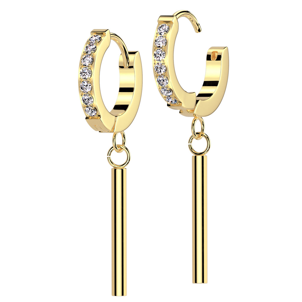 CRYSTAL HUGGIE HOOP WITH CHARM BAR - 8MM