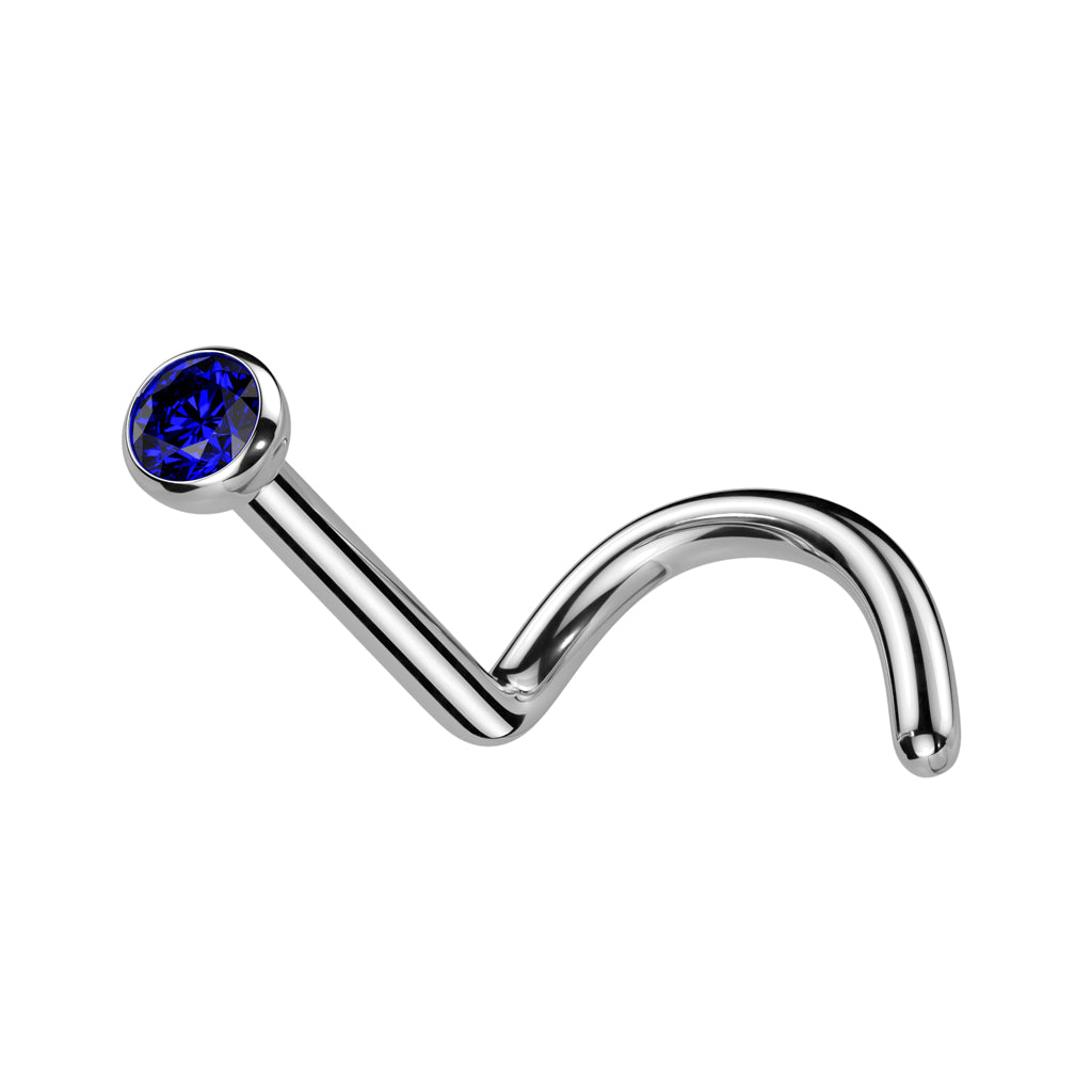 TITANIUM DAINTY CRYSTAL CENTRE PRESS FIT SCREW NOSE STUD - 6MM