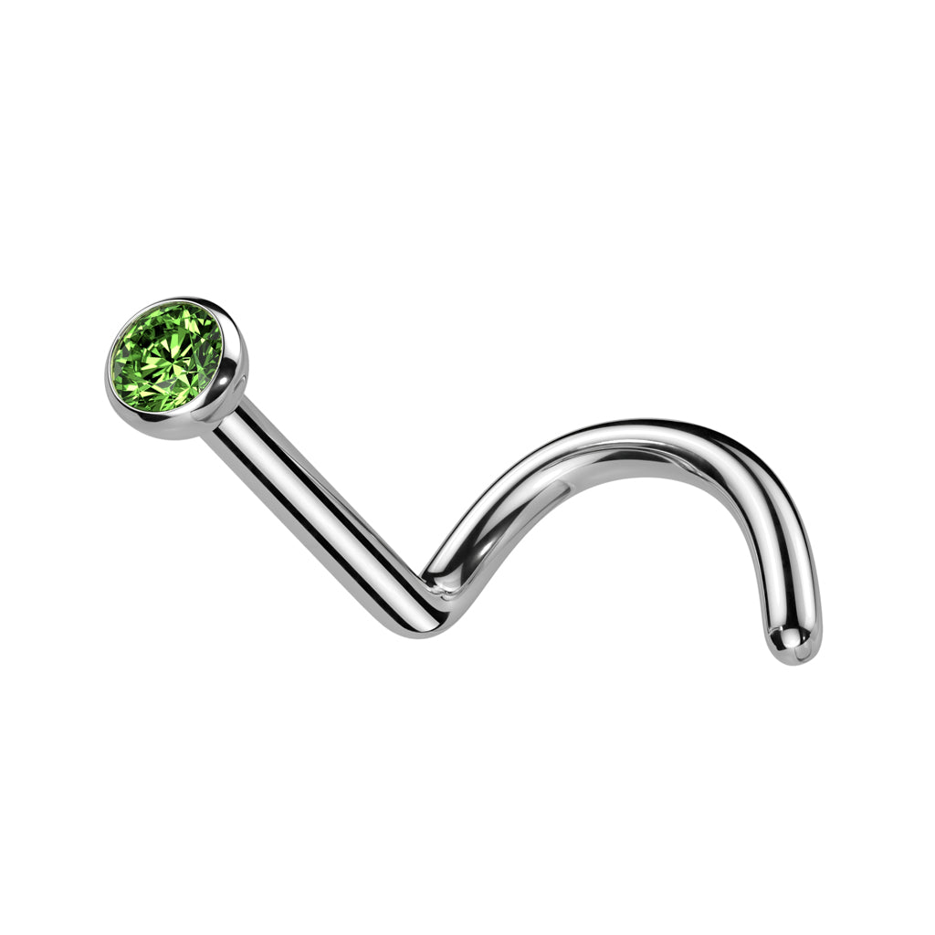 TITANIUM DAINTY CRYSTAL CENTRE PRESS FIT SCREW NOSE STUD - 6MM